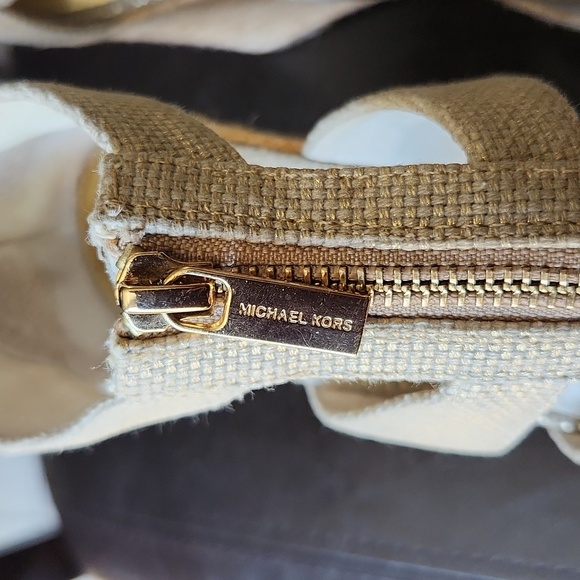 Michael Kors MK Espadrille/Linen Platform Wedge Zip Sandals - Picture 7 of 15